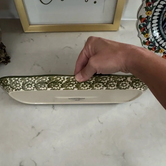 Temptations Presentable Ovenware by Tara~Old World~Serving Platter Ceramic Green - Picture 4 of 9